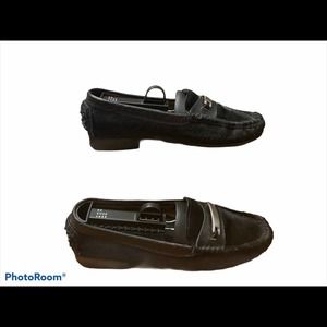 Charles David Calf Hair Moccasin Loafers Black